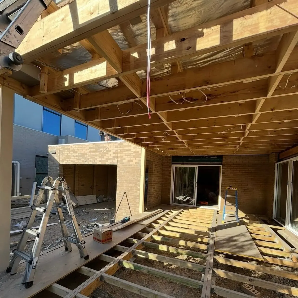 Extension frame open during the electrical rough-in