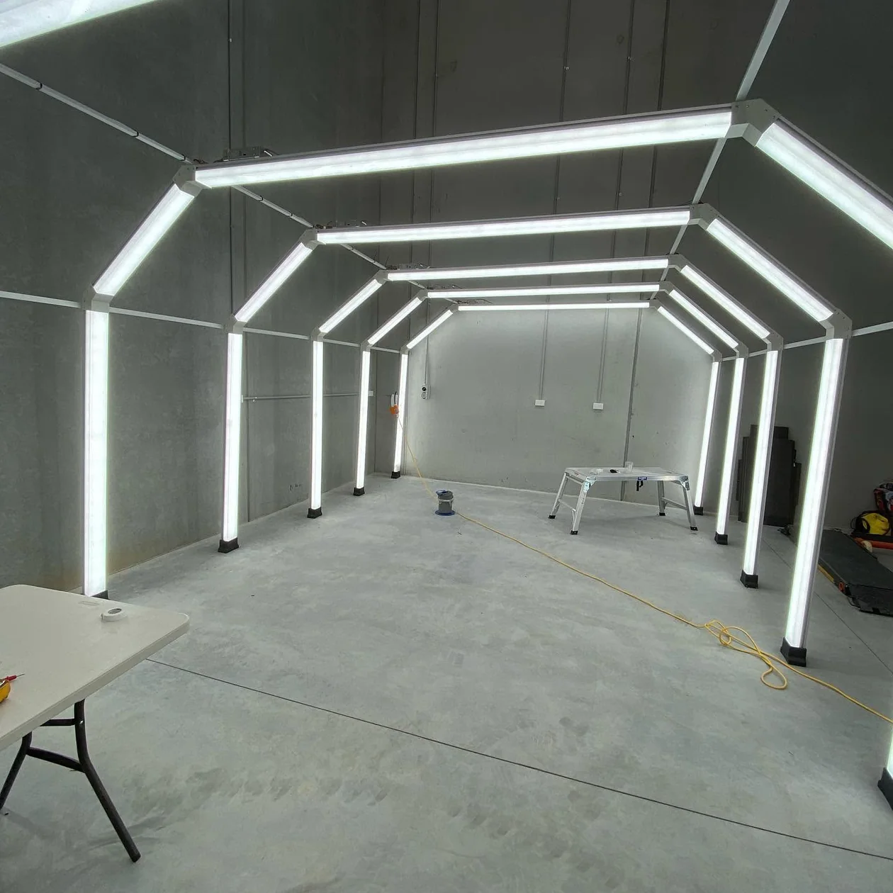Feature lighting across a garage ceiling
