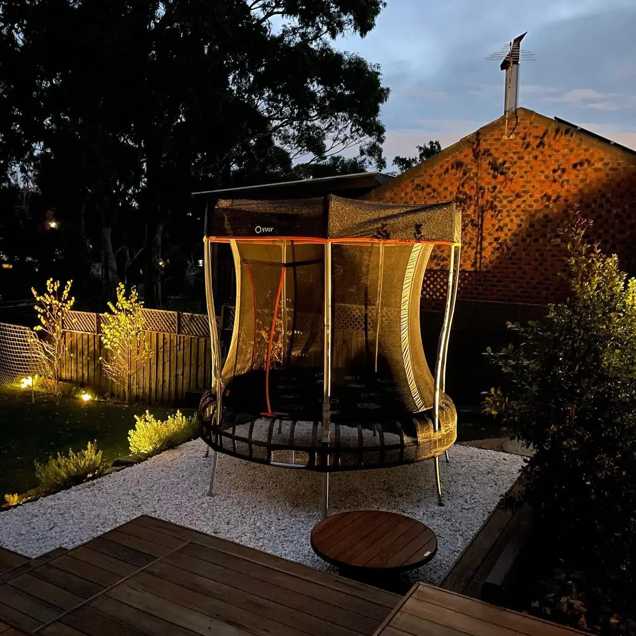 Garden lighting installed in a back yard