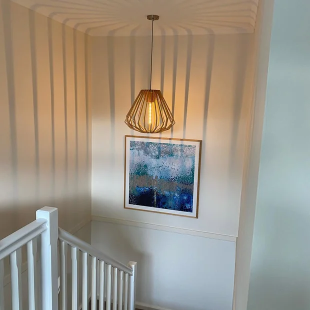 Pendant light above a staircase