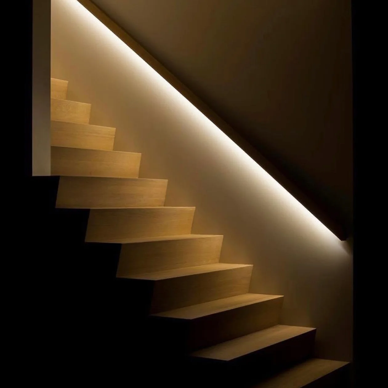 LED strip lighting built into a staircase
