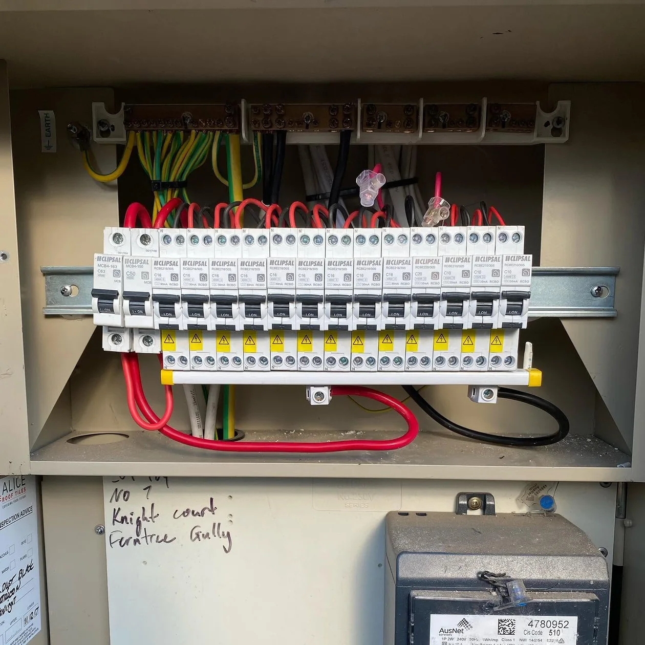 Completed switchboard upgrade with labelled circuit breakers