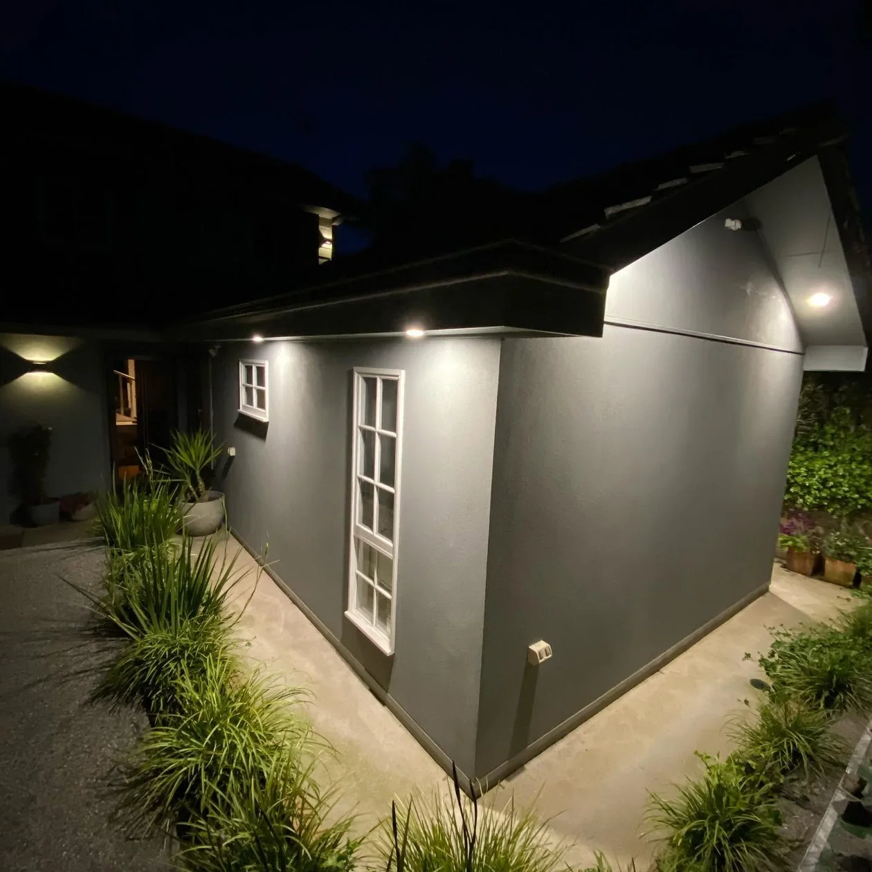 Exterior wall lighting installed at a home