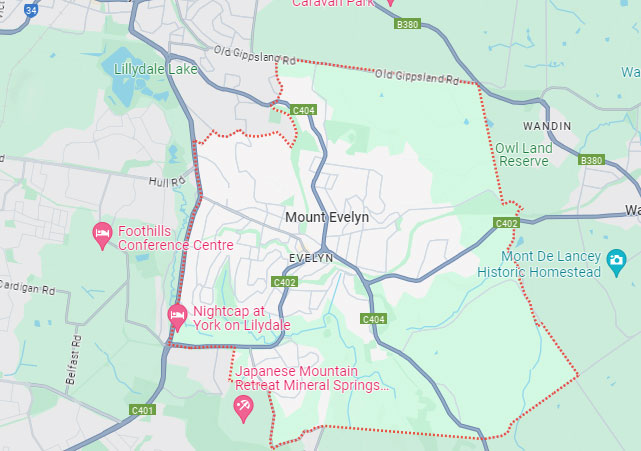 Mount Evelyn map area